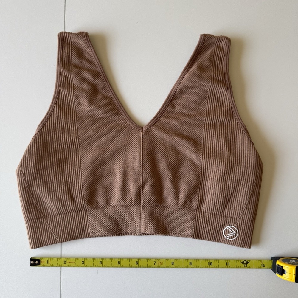 Savvi Large Tan Sports Bra Tank‎ Top No Pads Women's Active Wear Gym Workout